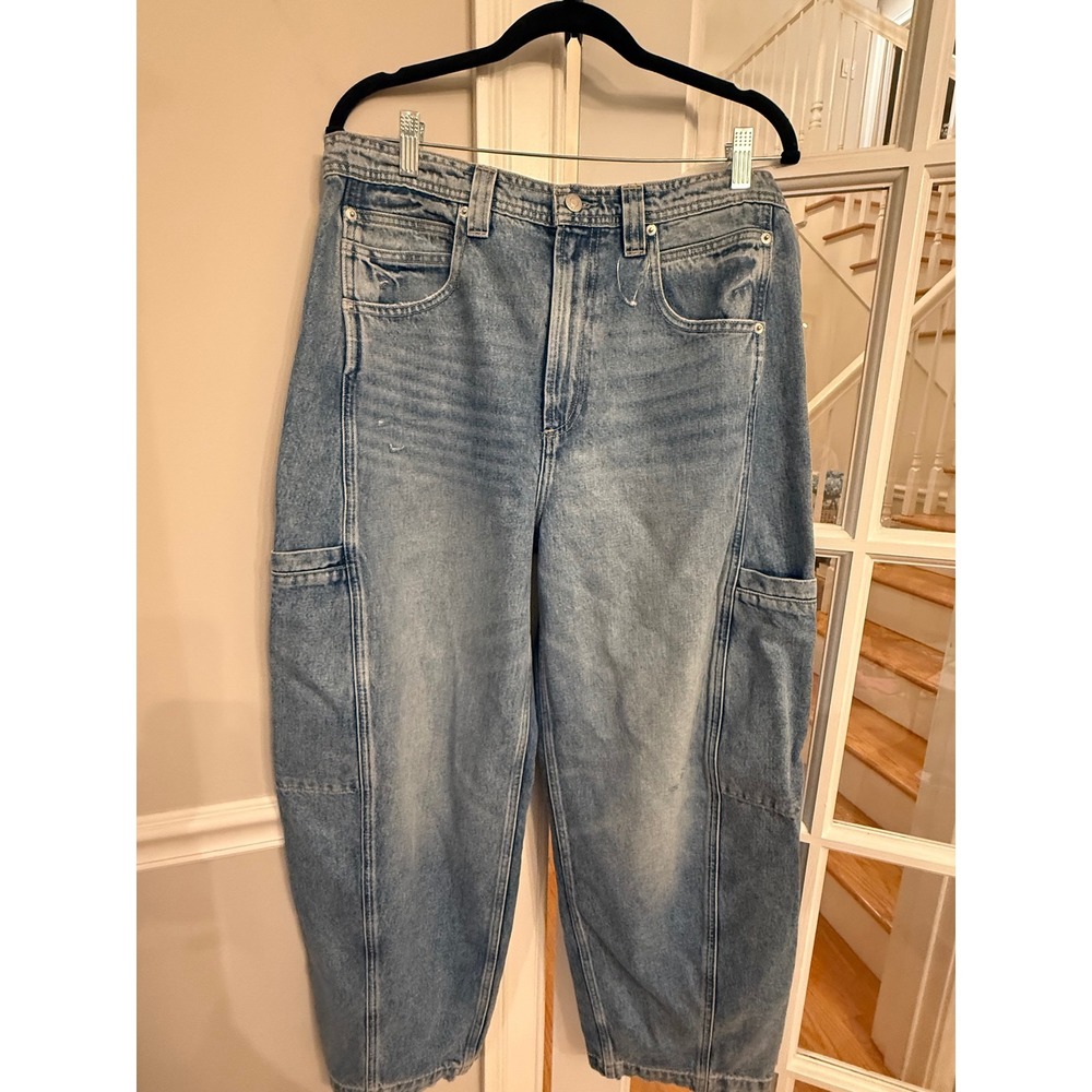 Pistola Gio Super High Rise Balloon Jeans Light Wash Carpenter Utility Denim 30
